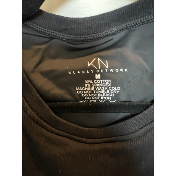 Klassy Network Women’s Ribbed Crop High Neck Tank With Built In Bra Medium Black - Picture 2 of 4